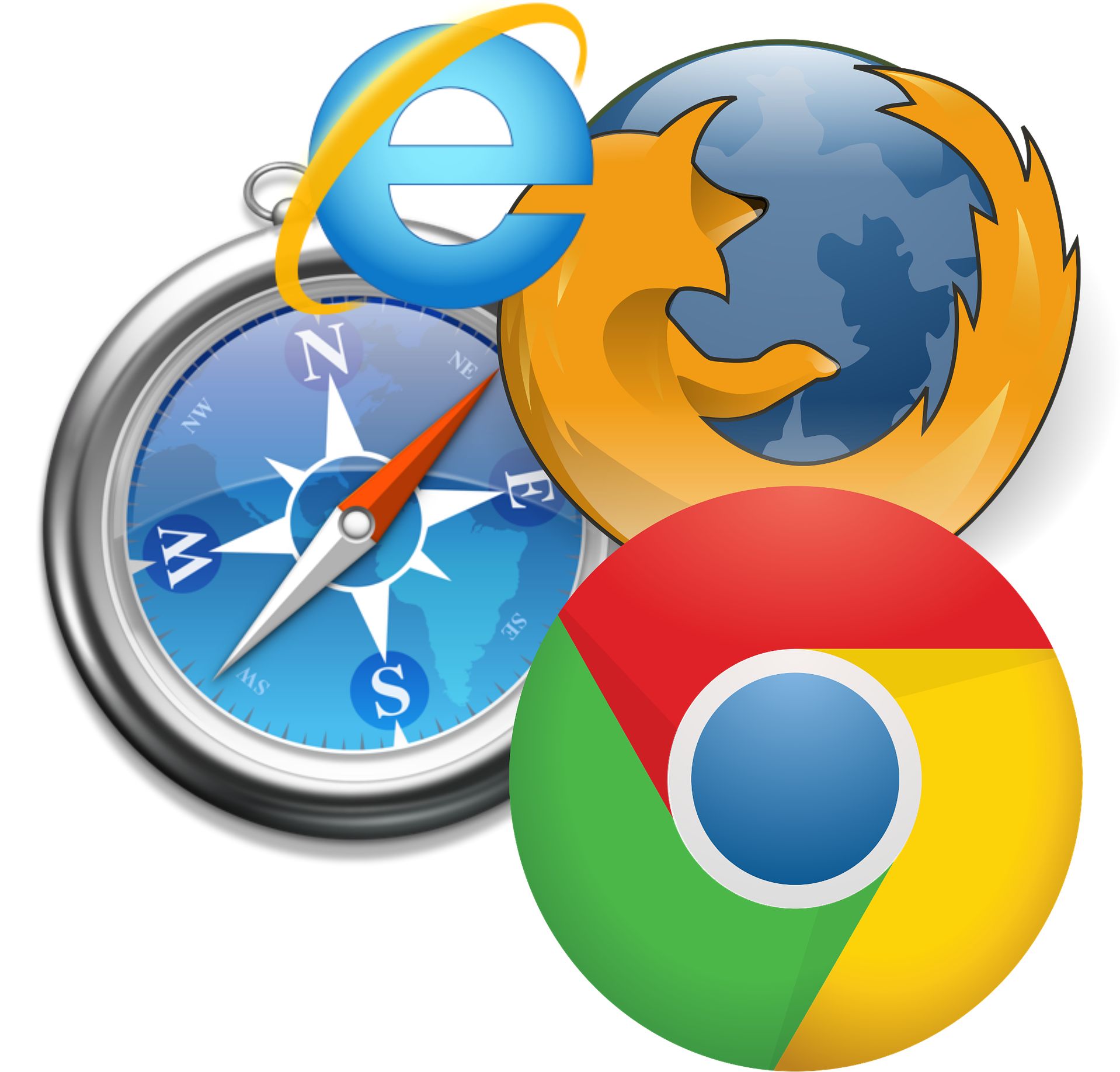 Logos der 4 großen Browser zusammengesetzt